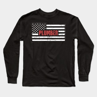 American Flag | Plumber Gift Long Sleeve T-Shirt